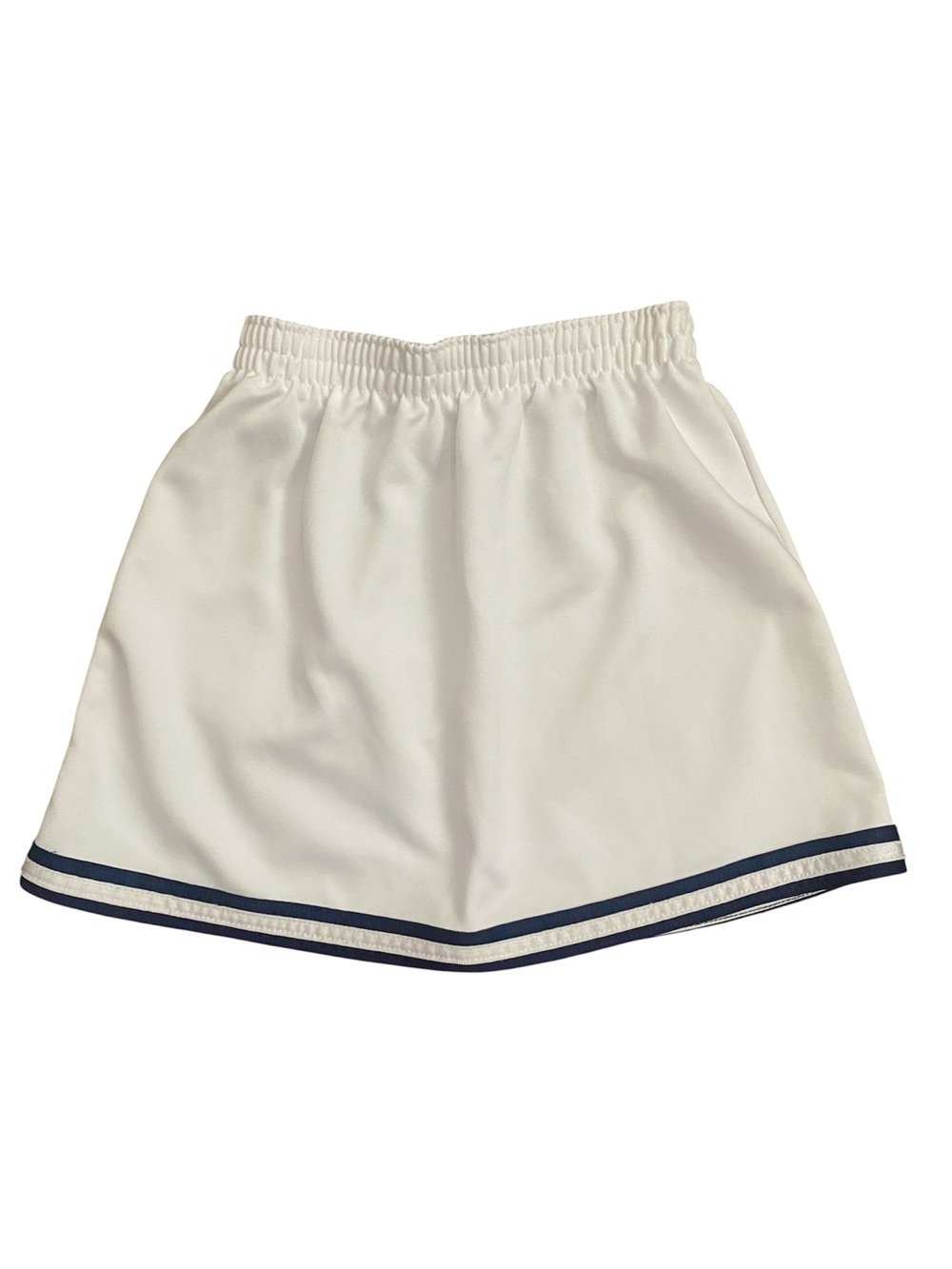 Third Street Sporty White Tennis Mini Skirt with Navy Stripe Hem